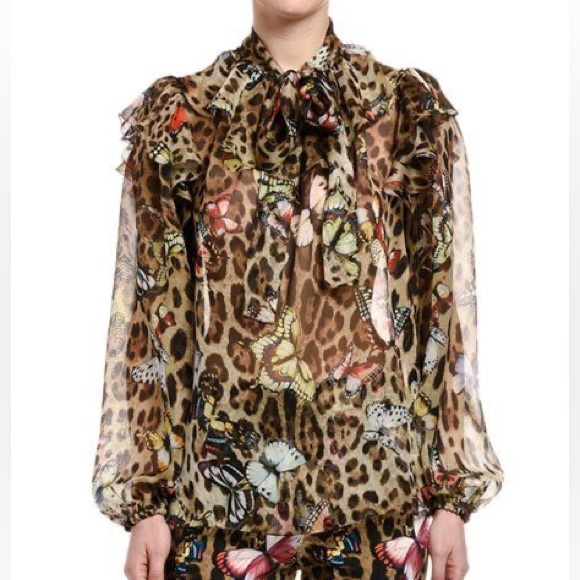 Women's Leopard Print Butterfly Blouse DOLCE & GABBANA